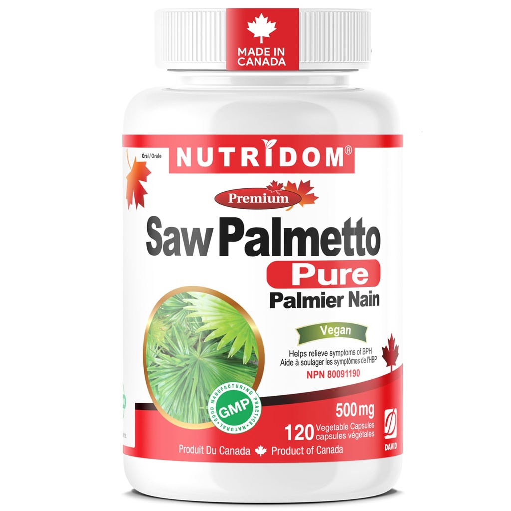Nutridom Saw Palmetto 500mg, Non- GMO, Vegan, gluten Free, Soy Free, a mléčné výrobky Free (120 Počet)