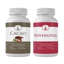 PURE ORIGINAL INGREDIENTS Cacao & Resveratrol Capsule Bundle (100 Kapsle Každý), Žádné přísady nebo Fillery, Laboratorní ověřené