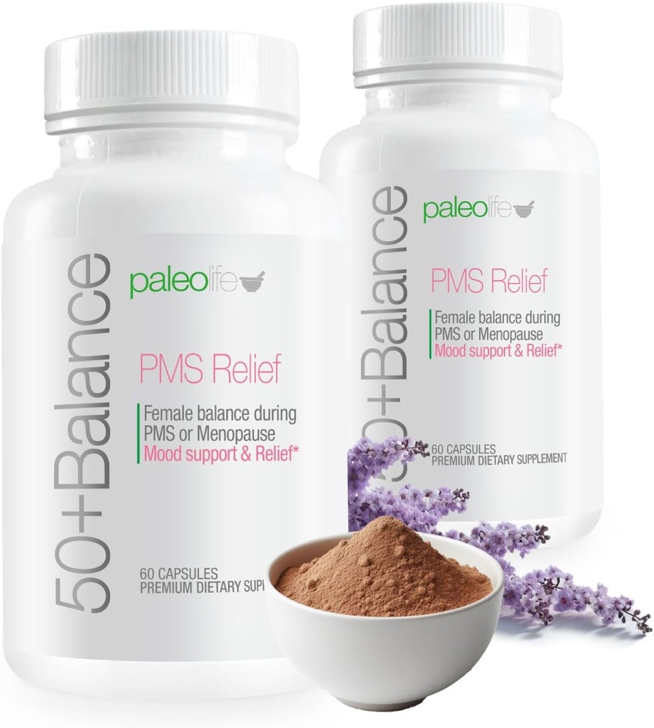 50 + Balance Premium Dodatek, PMS Relief. Ženská rovnováha během PMS nebo Menopauza. Podpora nálady a pomoci. 60 Kapsle (2- Pack)