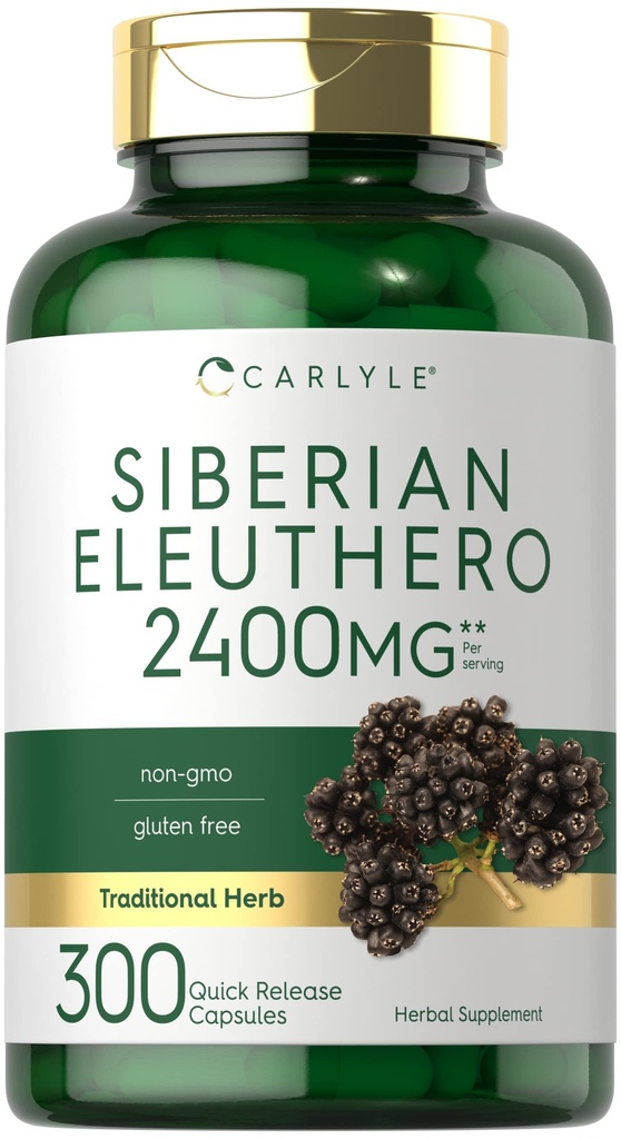 Carlyle Siberian Eleuther 124; 2400mg Supplium 124; 300 Kapsle 124; Non- GMO a gluten Free Formule 124; Sibiřský ženšen 124; Tradiční bylinný dodatek