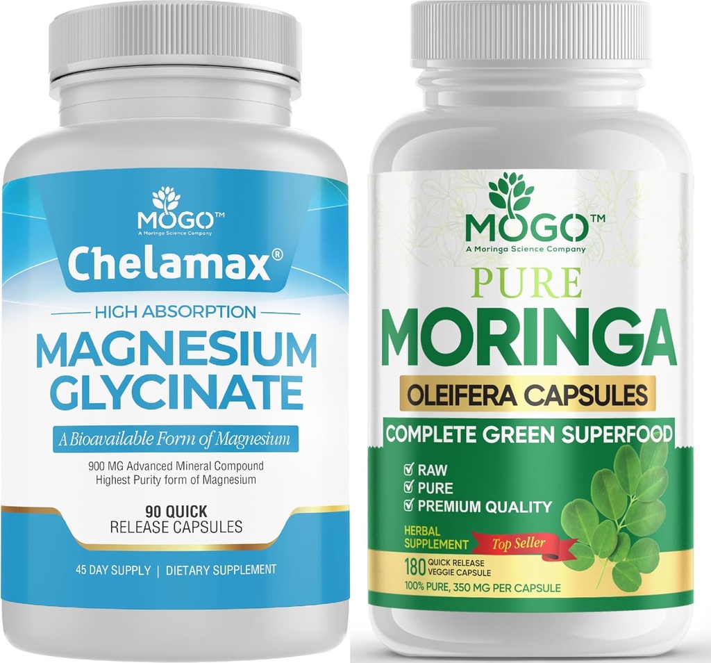 MOGO čistý glycinát hořečnatý a tobolka Moringa - Superfood + Lepší minerál