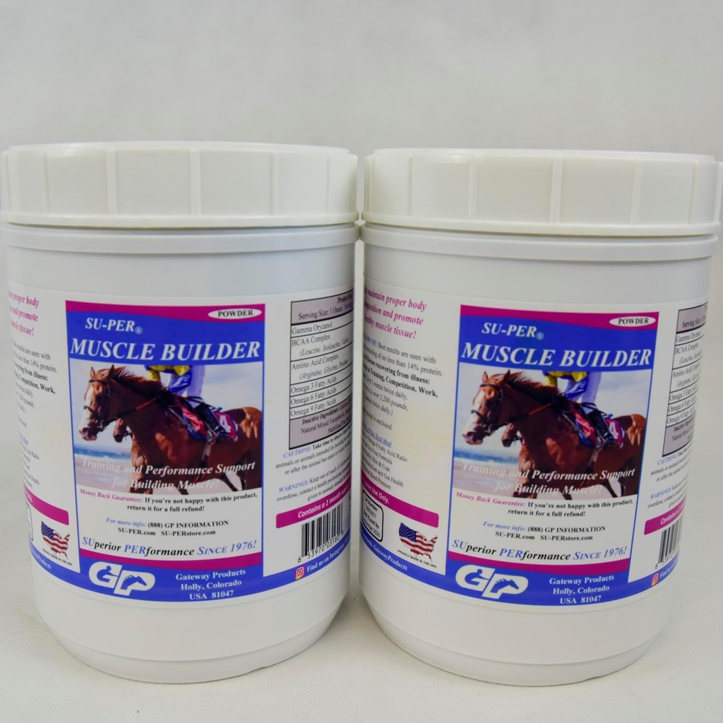 SU-PER Muscle Builder Horse Supplement - Školení a podpora výkonu pro cvičení svalů - 2.5 libra, (2 balení)