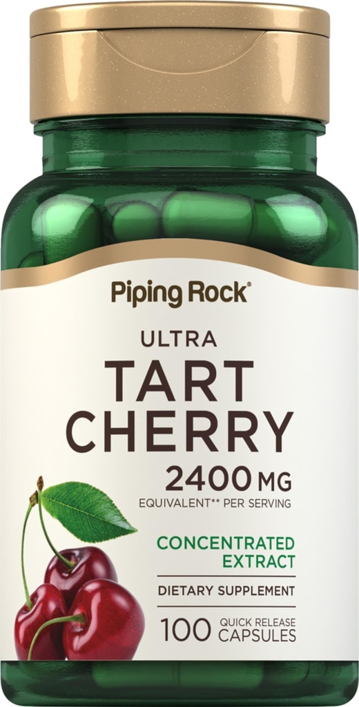 Piping Rock Tart Cherry Extract Capsules 2400 mg FLAVIS 124; 100 pilulek FLAVIS 124; Koncentrovaný Juice Extract FLAVIS 124; Non- GMO, gluten zdarma dodatek