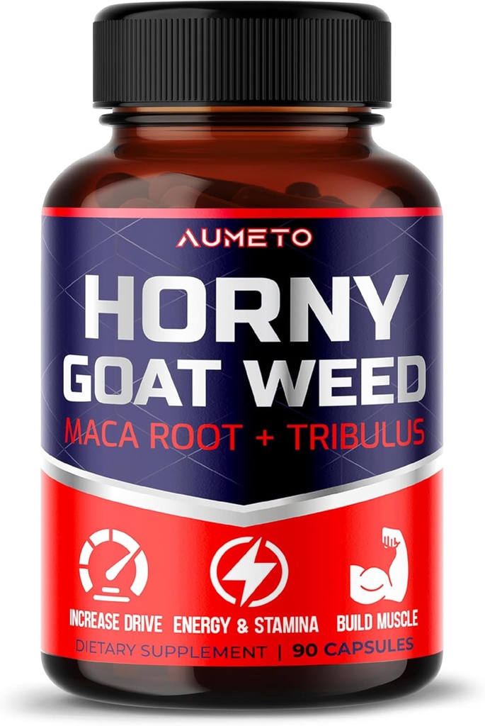Horny Goat Weed dodatek s L- Arginine Tribulus Terrestris Maca Root Tongkat Ali - mužská energie, síla a podpora paměti (90 Počet (balení 1))
