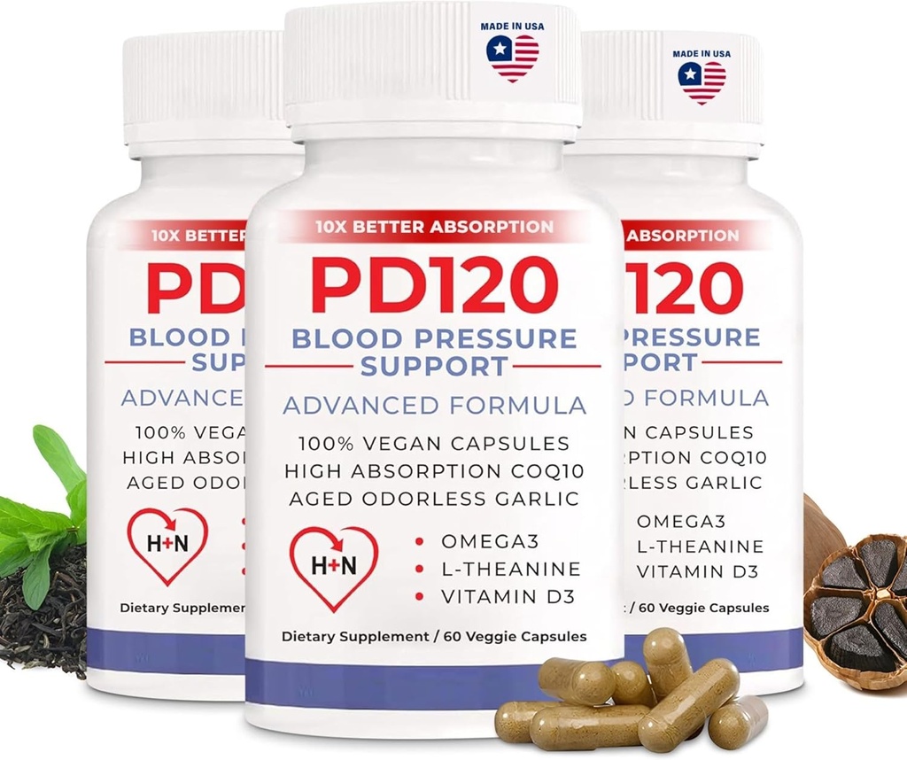Krevní tlak dodatek k pomoci snížit vysoký krevní tlak přirozeně, CoQ10, Oxid dusnatý, černý bezvodý Česnek, Omega 3, L-Theanin, Vitamin D3 pro podporu krevního tlaku