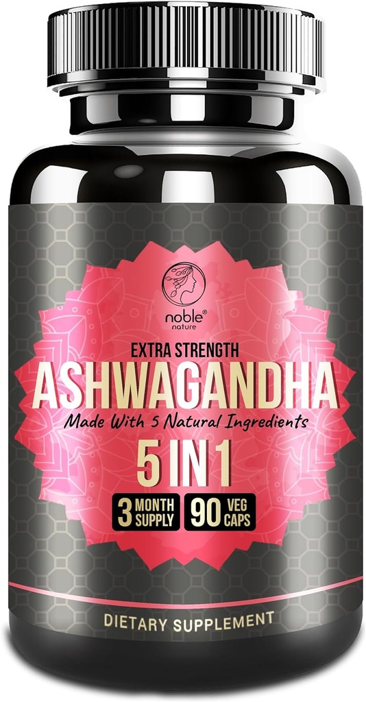 Ashwagandha dodatek s kurkumou, Rhoddiola Rosea, Ginger Root, a Black Pepper Extract - 90 Veg Kapsle