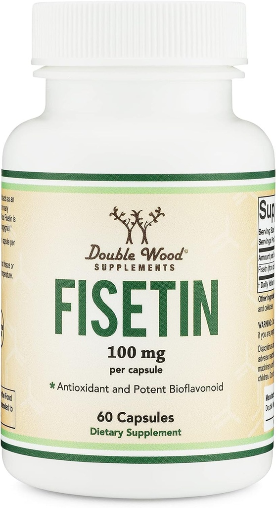 Fisetin dodatek - 100mg bioaktivních flavonolů, 60 Počet (Bioflavonoid Polyfenols dodatek podobný Apigenin, Luteolin, a Quercetin) Stárnoucí podpora Seneolytic by Double Wood