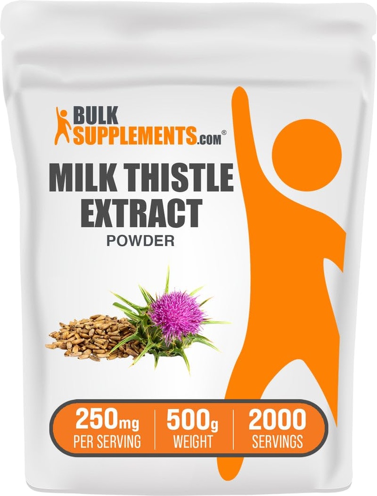 BulkSupplements.com Mléko Thistle Extract Powder - Bylinný doplněk, Mléko Thistle Dodatek - Gluten Free, 250mg na Serving, 500g (1,1 lbs) (Balení po 1)