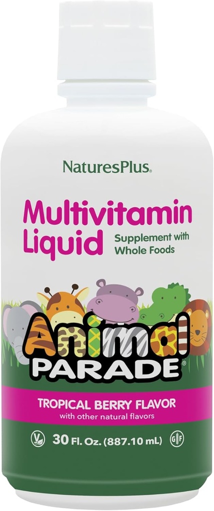 NaturesPlus Animal Parade Source of Life Children 's Liquid Multivitamin - Tropical Berry Flavor - 30 fl oz - All Food Supplement - Vegetarian, gluten- Free - 60 Služeb
