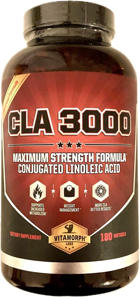 CLA 3000 - CLA Safflow Oil for Metabolism and Weight Loss Management, Maximální síla konjugovaná kyselina linoleová, stimulant- free Non- GMO Safflow Cla 180 Softgels