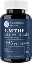 Neurogan L-5-MTHF methyl folát dodatek, 15 mg - Aktivní kyselina listová - Vegan, gluten- Free & Non-GMO - Podporuje kognitivní, kardiovaskulární a moodové zdraví - Made in USA, 90- Day Supply