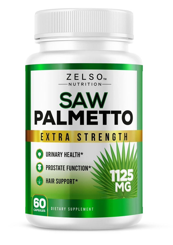 Saw Palmetto Prostate Dodatek pro muže, 3-in-1 Výhody, Extra síla DHT blokáda pro růst vlasů a Beta blokáda pro močové zdraví, Potent Prostate Function Support, 30 Day Supply (60 Počet)