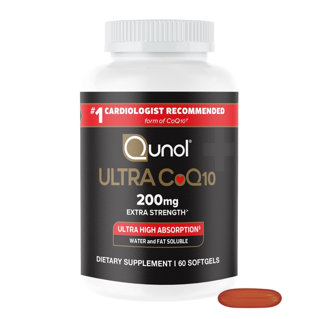 Qunol CoQ10 200mg Softgels, Ultra CoQ10 - Ultra vysoké absorpční koenzym Q10 doplňky - Antioxidant dodatek pro cévní a srdeční zdraví a výrobu energie - 2 měsíce Dodávka - 60 Počet