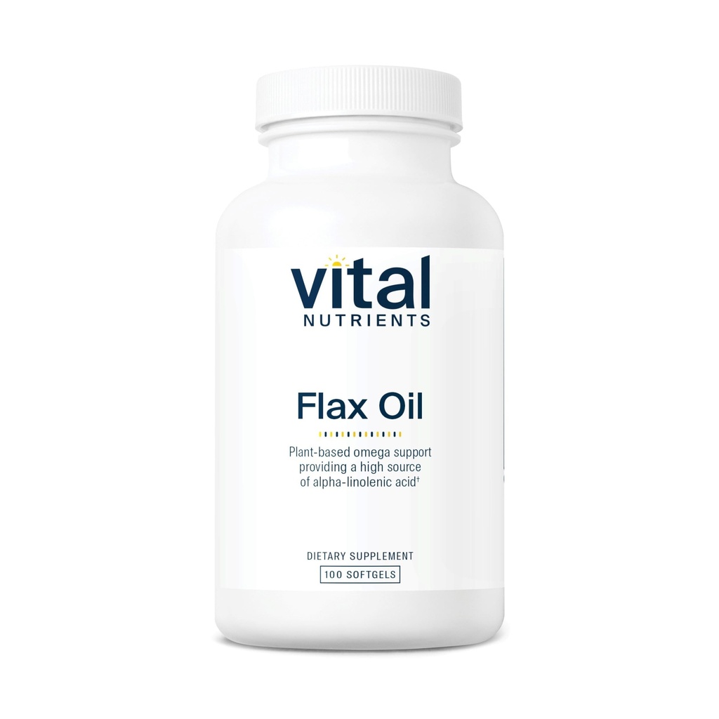 Vital Nutrients Flax Seed Oil 3000mg CLAS124; Cold Pressed Flax Oil with high Concentration of ALA for Heart Health * CLAS124; Gluten, Dairy and Soy Free CLAS124; Non- GMO CLAS124; 100 Softgels