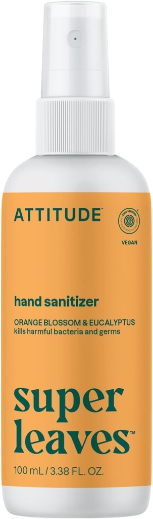 ATOMATIDE Hand Sanitizer Spray pro dospělé a děti, EWG ověřené, zabíjí bakterie a bakterie, Vegan, Orange Blossom & Eucalyptus, 3.38 Fl Oz (Spray Bottle)