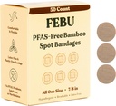 FEBU Eco- Friendly Bamboo Fabric Bandages CLAS124; PFAS Free Bandages for Scraps & Cuts CLAS124; Flexible Fabric Bandage CLAS124; Fully Composible, Latex Free Bandage CLAS124; 50 Count Spot