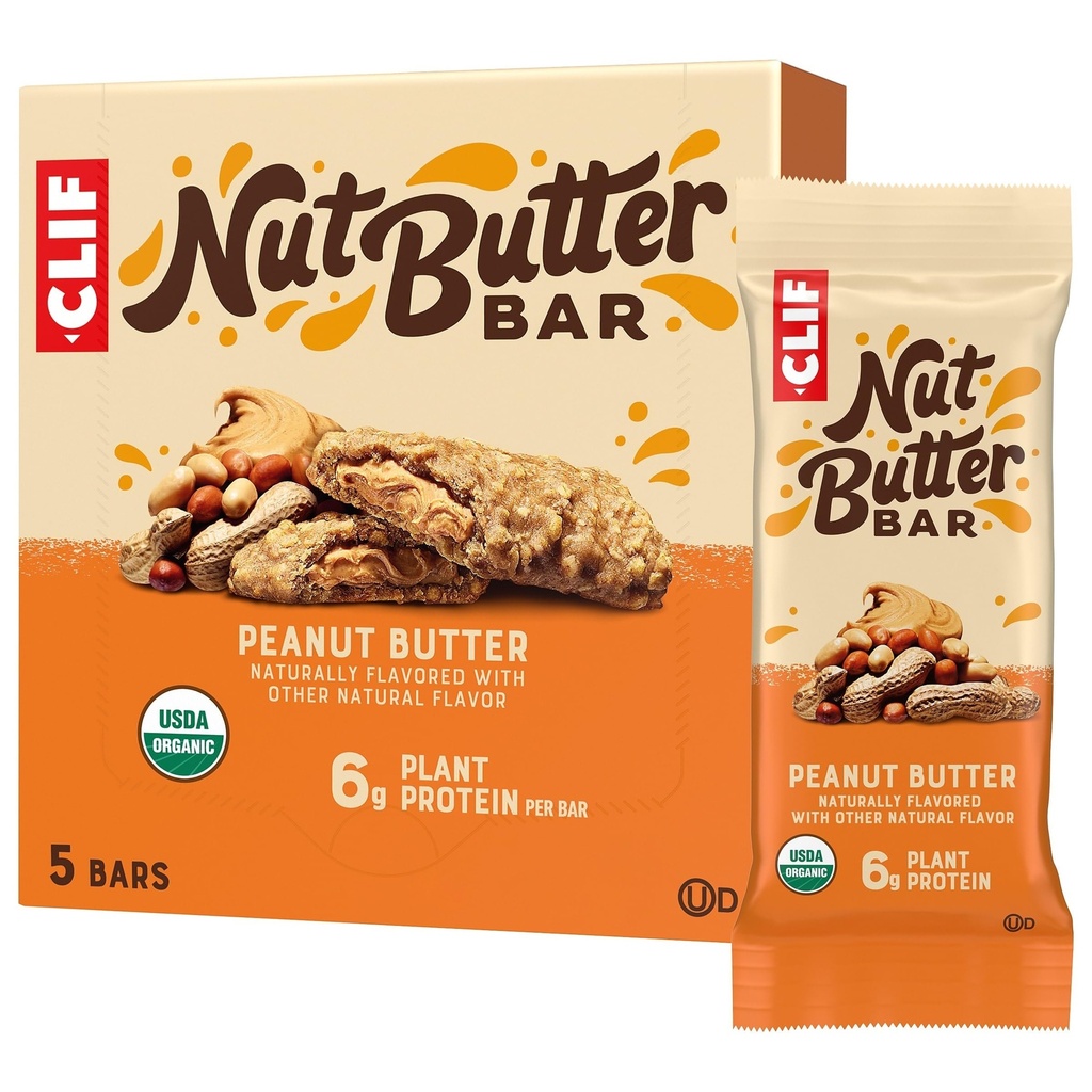 CLIF Nut Butter Bar - Arašídové máslo - Plněné energetické bary - Non- GMO - USDA Organic - Plant- based - Low Glycemic - 1.76 oz. (5 Pack)