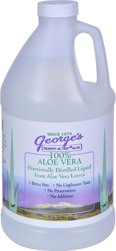 Georges Aloe Vera - Fractional Distilled Liquid - Bitter Free - No Preservatives - 64 fl oz (Pack of 4)