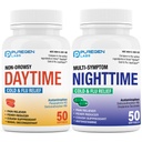 Puregen Labs Daytime and Nightime Combo Pack, Cold and Flu Relief Medicine CLAS124; Výkonný multi- Symptom Daytime and Nightime Relief for Head, Fever, Sore Throat, Cough, Congestion and Aches