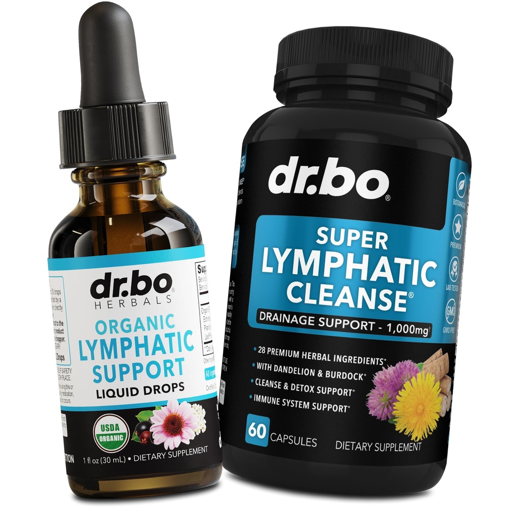 Lymfatické přísady přísady Kapky a pilulky - Organická Lymfatická podpora Liquid Kapsle Čistící Kapsle s Echinacea, Zázvor, Pampeliška, Červený Kořen Dodatek Lymfa Node Detox Čištění System Draining