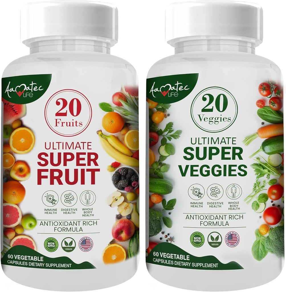 Aamec Life Ovoce a Veggie Doplňky s 70 Ovoce a zelenina 124; Síla Superfood doplňky pro muže a ženy 124; Dietní Nutriční bilance 124; Přírodní ovoce a veggie Kapsle 120 Kapsle