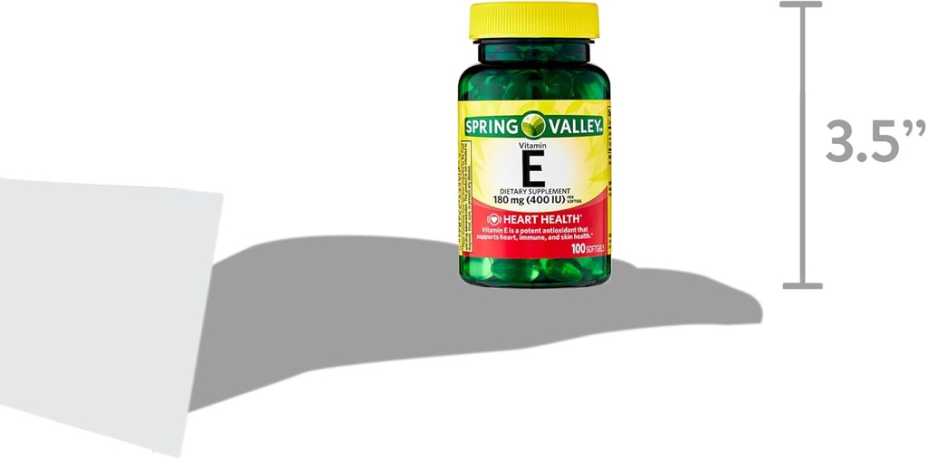 Jarní údolí Vitamin E Srdce Zdraví Dietní doplněk Softgels, 180 mg (400 IU), 200 Počet