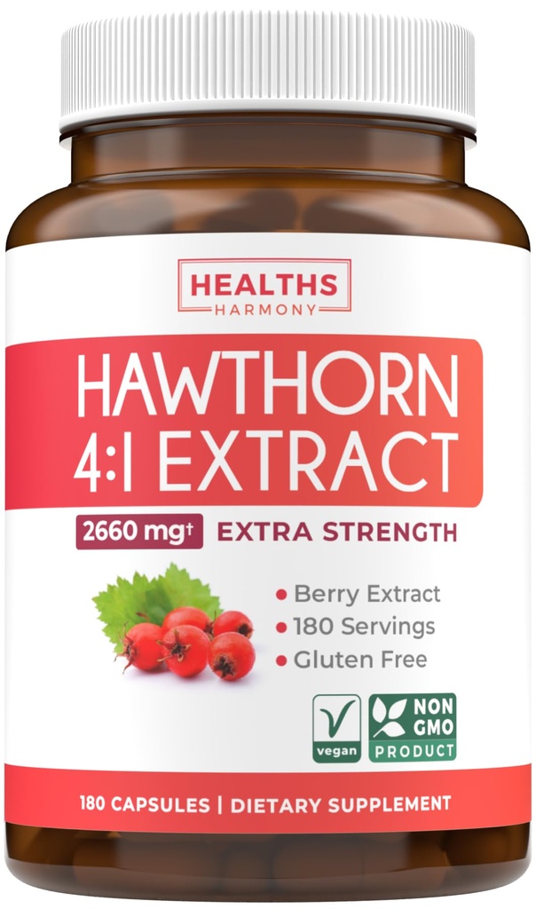 Super Potent Hawthorn Berry Extract Kapsle - Hawthorn Berry dodatek Vyrobeno z extra sílu Koncentrát na podporu srdce a stravitelné zdraví - Vegan Non- GMO & gluten zdarma (6 Měsíce dodávky)
