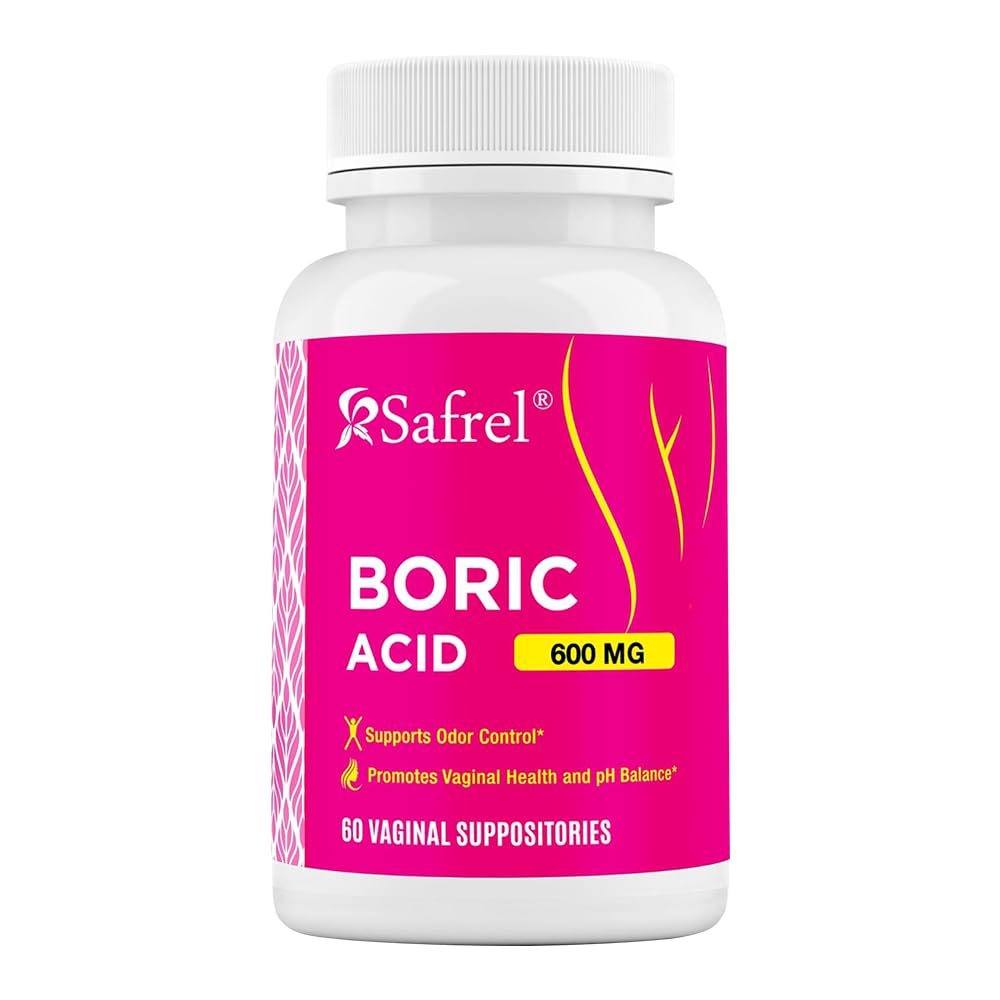 Safel Boric Acid Vaginální Suppositors - 60 Počet (1- Pack) - 100% čisté USA- Made, podporuje intimní a vaginální zdraví, pH bilance, zápach Control - Ženské Wellness Essential