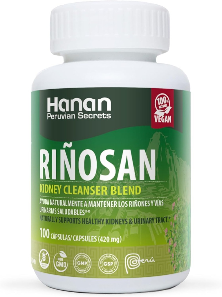 Hanan Rinosan Ledviny Cleanser Blend 124; 100 kapslí 124; Přirozená pomoc při podpoře zdraví ledvin a močových cest funkce