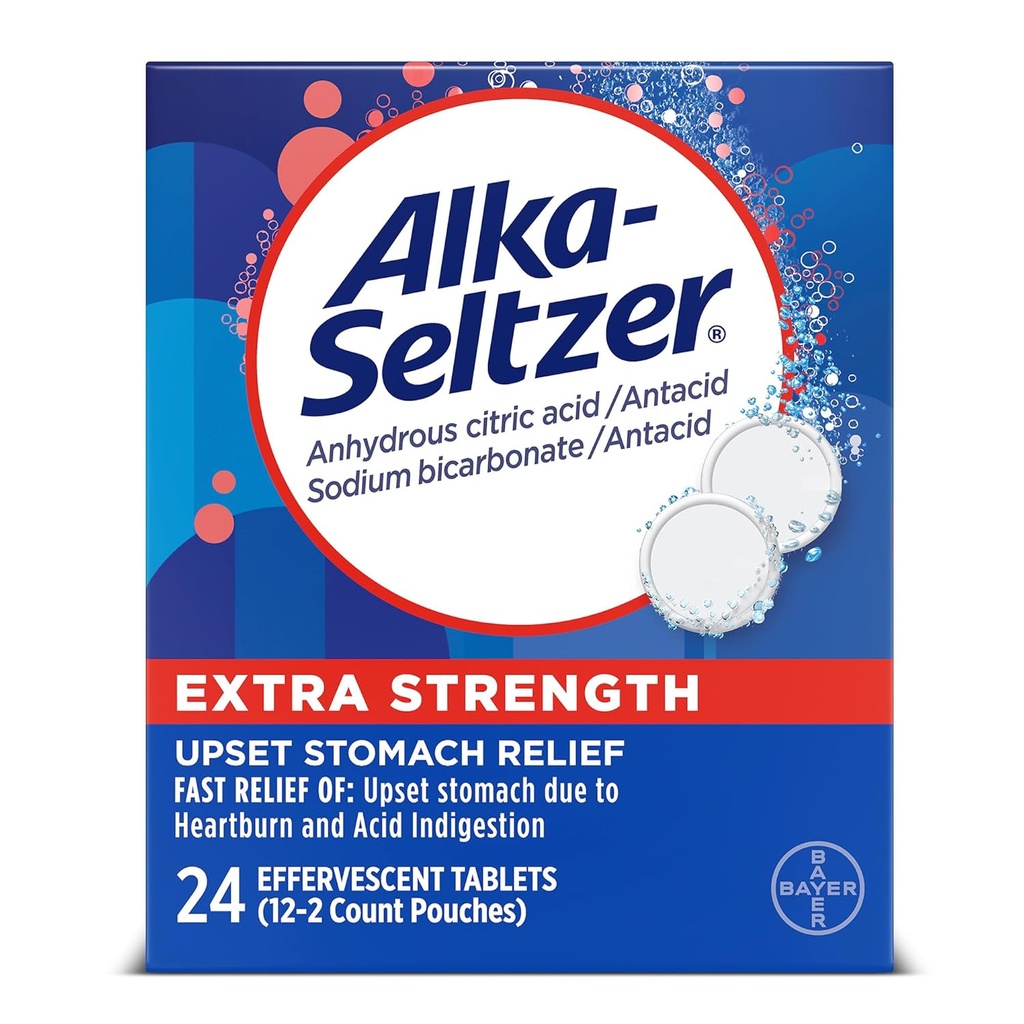 Alka- Seltzer Effervescent Extra Síla - 24 tablet, balení po 3 tabletách