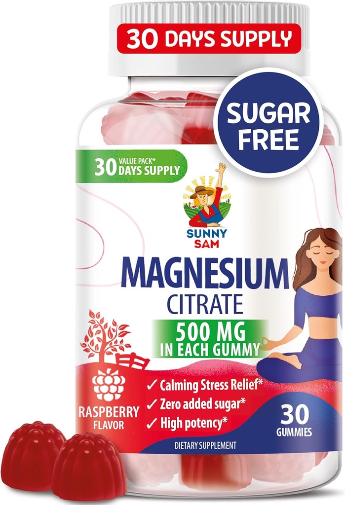 Magnesiové gumy pro děti a dospělé - 500 mg - Klidná žvýkačka hořčíku - Magnesium Citrát Žvýkací doplněk pro nádech a svalovou podporu