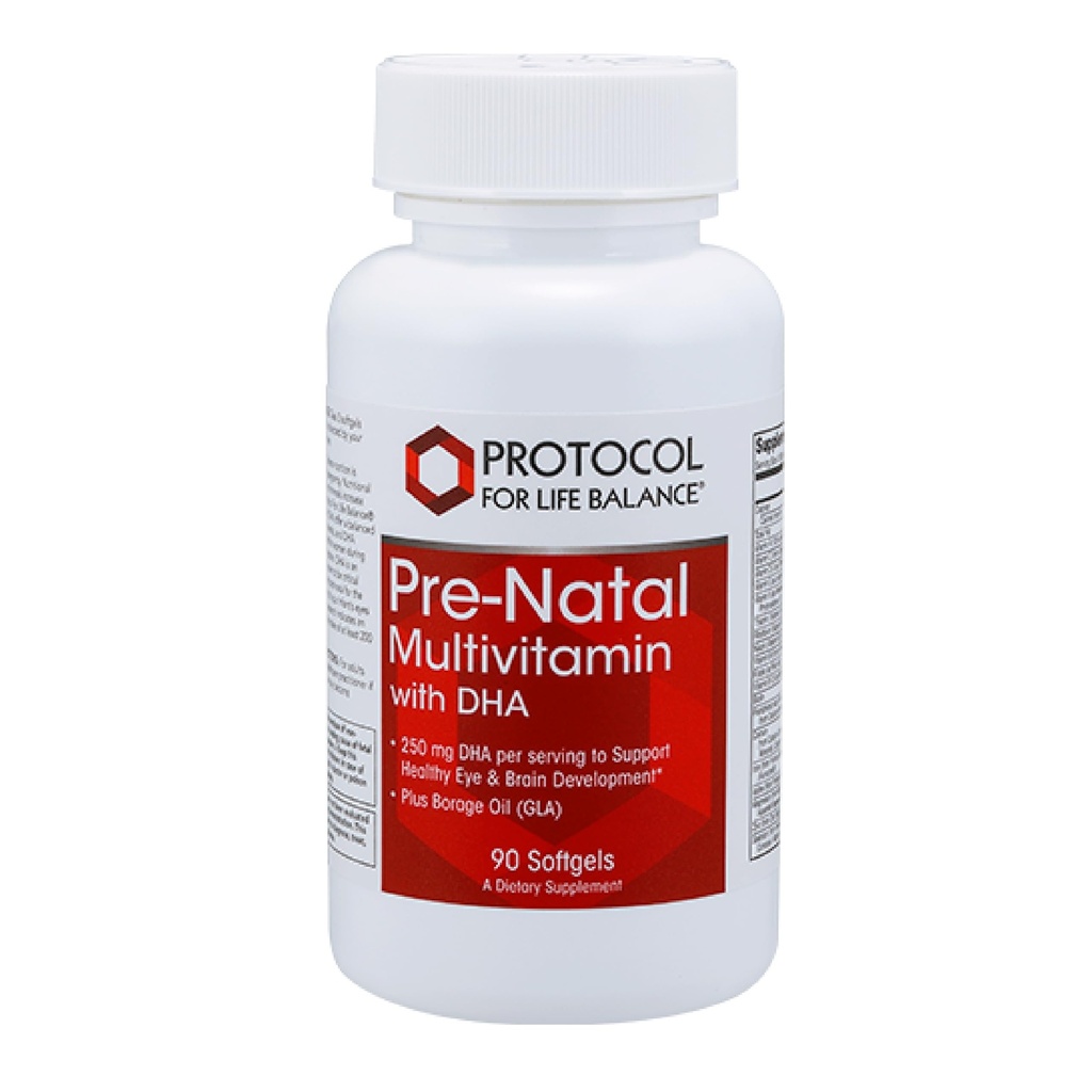 Protokol Pre- Natal Multivitamin s DHA - 250 mg DHA - pro podporu těhotenství a kojení * - s DHA, vápník, měď, B12 & Vitamin C - Halal & Dairy Free - 90 Softgels