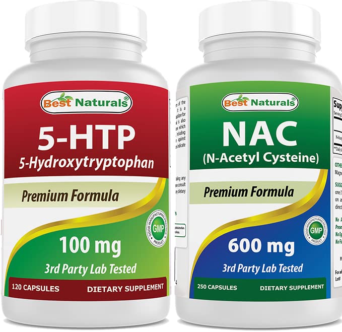Nejlepší Naturals 5- HTP (5- hydroxytryptofan) 100 mg & NAC - N Acetyl Cysteine 600 mg