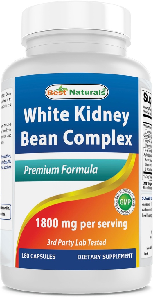 Nejlepší Naturals White Ledney Bean Complex 1800 mg Per Servin- 180 Kapsle. Non- GMO, a gluten zdarma