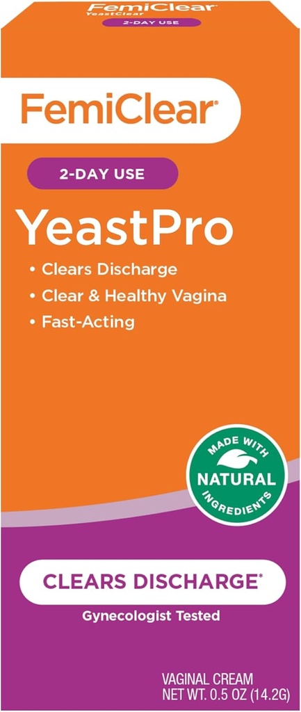 FemiClear YeastPro Cream, Clears Vypouštění, Fast- acting, Made with Natural Ingredients, Gynecolog Tested, 0.5oz Cream