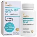 Xtendlife Omega 3 DHA Fish Oil - 1100mg s 700mg DHA a 300mg EPA - Omega 3 6 9 dodatek pro srdce a mozek - 1 měsíční zásoba (60 Počet)