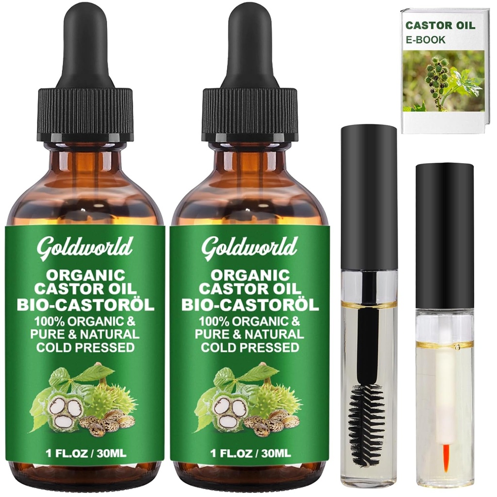 Castor Oil Organické a čisté studené lisované Nerafinované Eylash Růstové sérum, Hexane Zdarma skleněná lahev, vánoční dárky pro ženy Stocking Stuffers