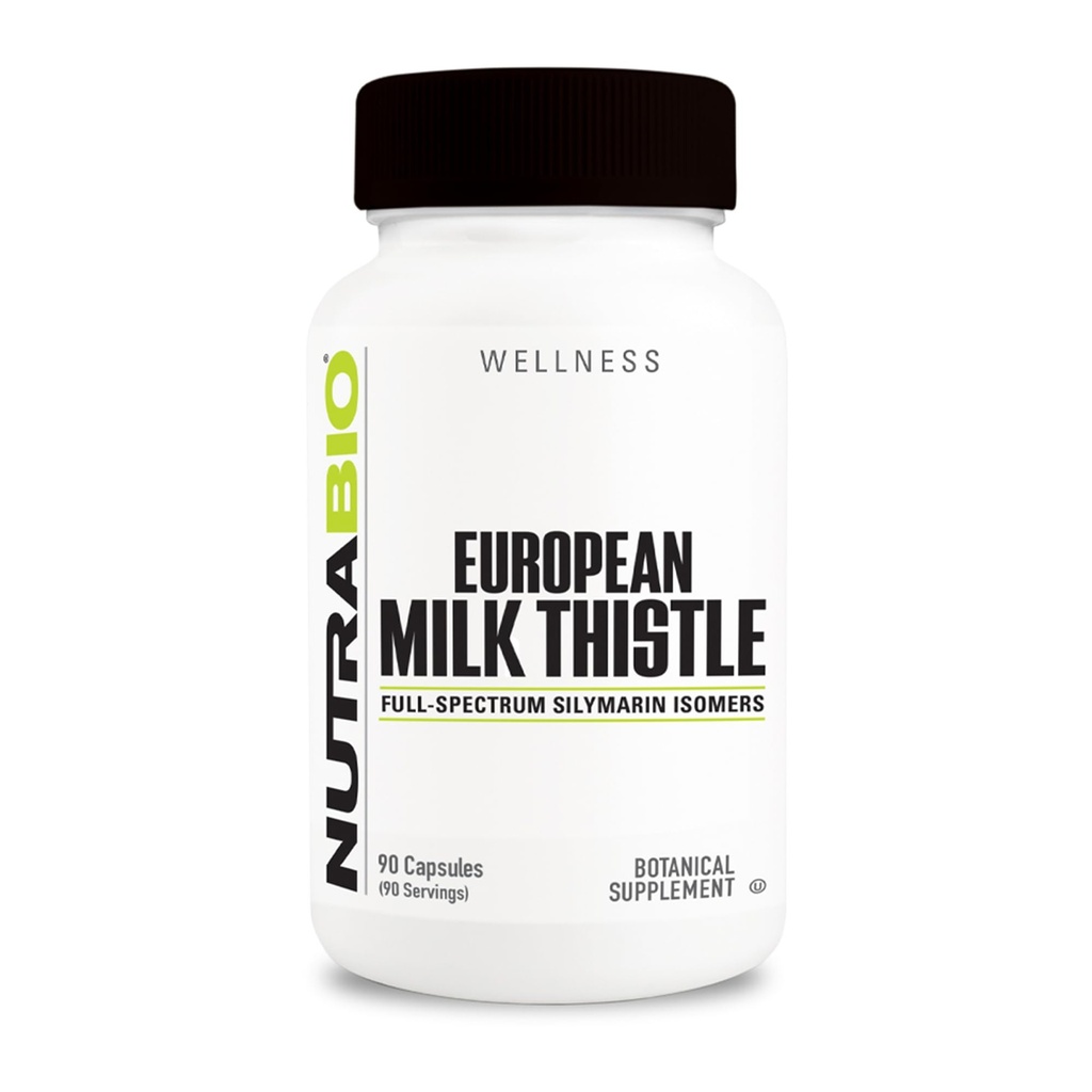 NutraBio European Milk Thistle Dodatek, 241mg - Podporuje antioxidační výhody a wellness, 90 Kapsle