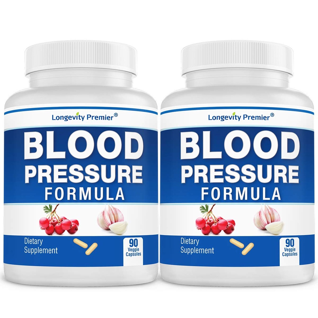 [2-Bottle Value Pack] Dlouhověkost krevní tlak Formule -Vědecky formulované s Hawthorn & 12 + Kvalita Všechny přírodní byliny