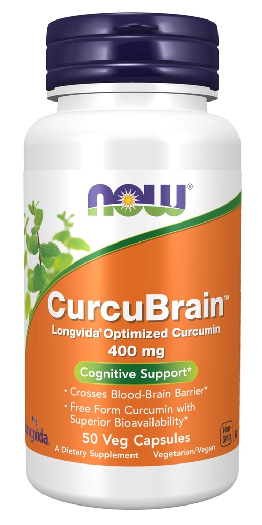 Nyní doplňky, CurcuBrain ™ 400 mg s Longvida ® Optimalizovaný kurkumin, 50 Veg Kapsle