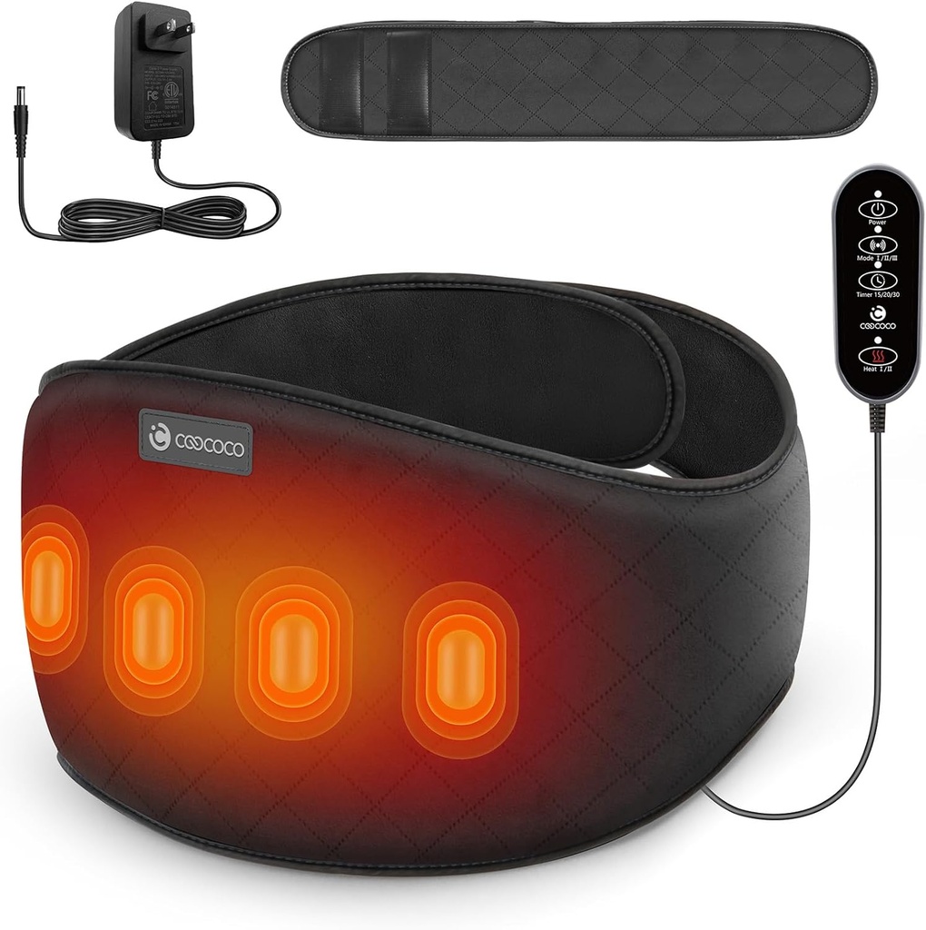 Masáž dolních zad s teplem, CooCoCo Topení Pad s Massager pro úlevu od bolesti, Teplo Pad s Auto- Off, Vyhřívaný Waist Belt, Narozeninové dárky pro ženy Muži máma táta (Corded)