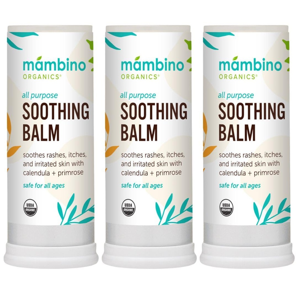 All Purpose Soothing Balm - Organic, Egyptská Calendula & Evening Primrose - Itch Relief for Bug Bites, Diaper Rash, Irritated Skin, Baby Balm Stick - Cruelty-Free by Mambino Organics, 3-Pack