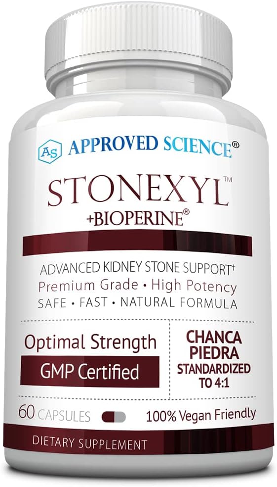 Schválená věda Stonexyl - Bylinná podpora ledvinových kamenů - 60 Kapsle - Chanca Piedra - Vysoká absorpce -1 Měsíční zásoba - Vegan