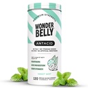 Wonderbelly Antacid, Effective Heartburn and Instant Acid Indigestion Relief, Extra Strength Chewable Tablets, 1000 mg vápenatý karbonát, No Talc or Bary, Sweet Mint, 120 Počet