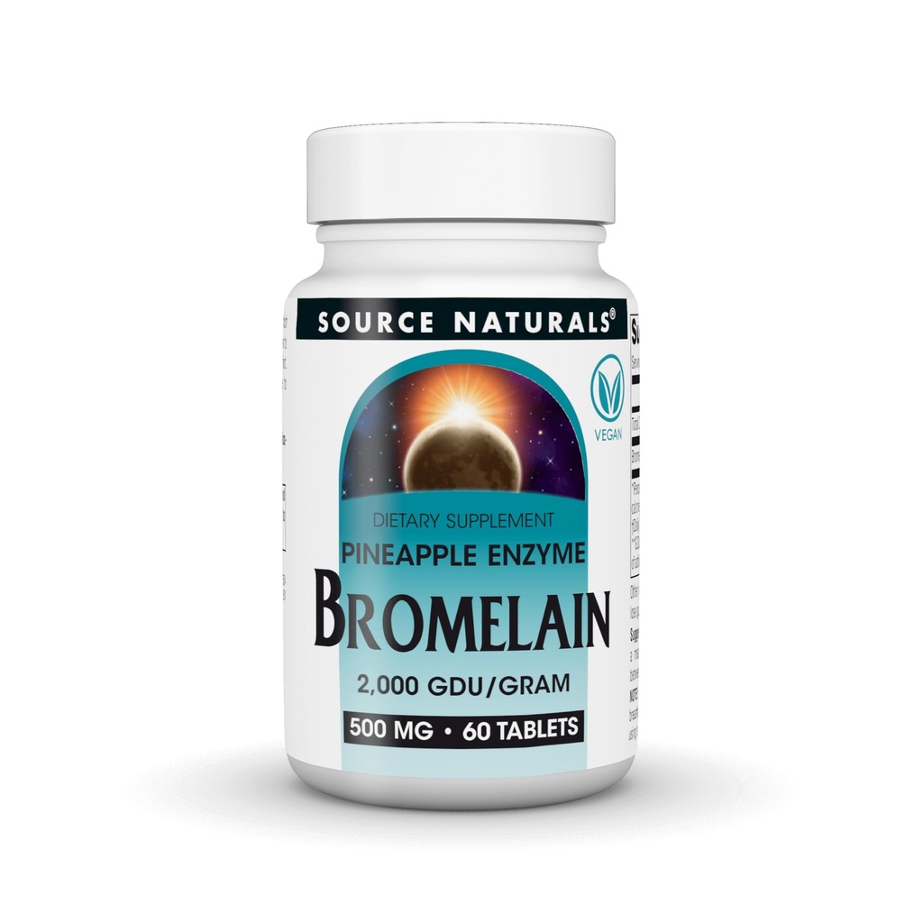 Zdroj Naturals Bromelain, 2000 GDU / GRAM, Ananasový enzym, 500 MG - 60 tablet