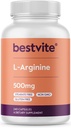 BESTVITE L- Arginine 500mg (240 tobolek) - No Magnesium Stearate - No Silicon Dioxide - No Fillers - Non GMO - Lepek bez