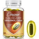 Ubiquinol CoQ10 600 MG Softgels s Omega33 & Shilajit & PQQ, Advanced Dual- Delivery Coenzyme- Q10, Active CoQ10 Ubiquinol Supplement for Fertility, Antioxidant, Heart, Brain & Energy, 60 Servings