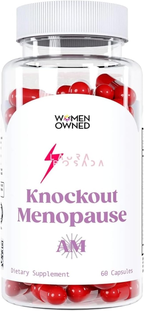 Knockout Menopauza AM - Přírodní menopauza + Perimenopauza Multi- Symptomatická úleva pro návaly horka, Mood Swings, Váhový zisk, Nedostatek energie, Únava, Bolesti hlavy (1 měsíc dodávky), 60.0 Počet