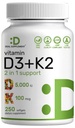 DEAL SUPPLMENT Vitamin D3 5 000 IU + K2 MK7 Softgels, 250 Počet 124; 2- in-1 Komplex 124; Snadno polykat