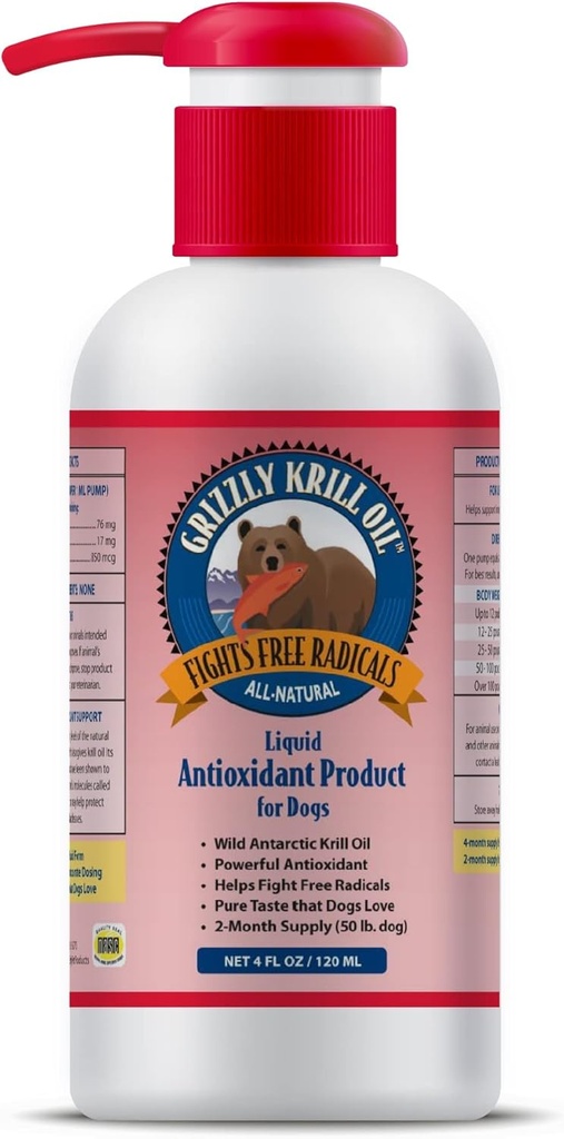 Grizzly Wild Antarktický krilový olej All- Natural Antioxidant Dog Food Dodatek, 4 oz